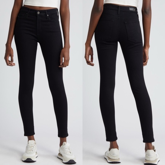 AG The Farrah High Rise Skinny Ankle Jeans in Super Black‎ Size 30 NWT - Picture 1 of 8